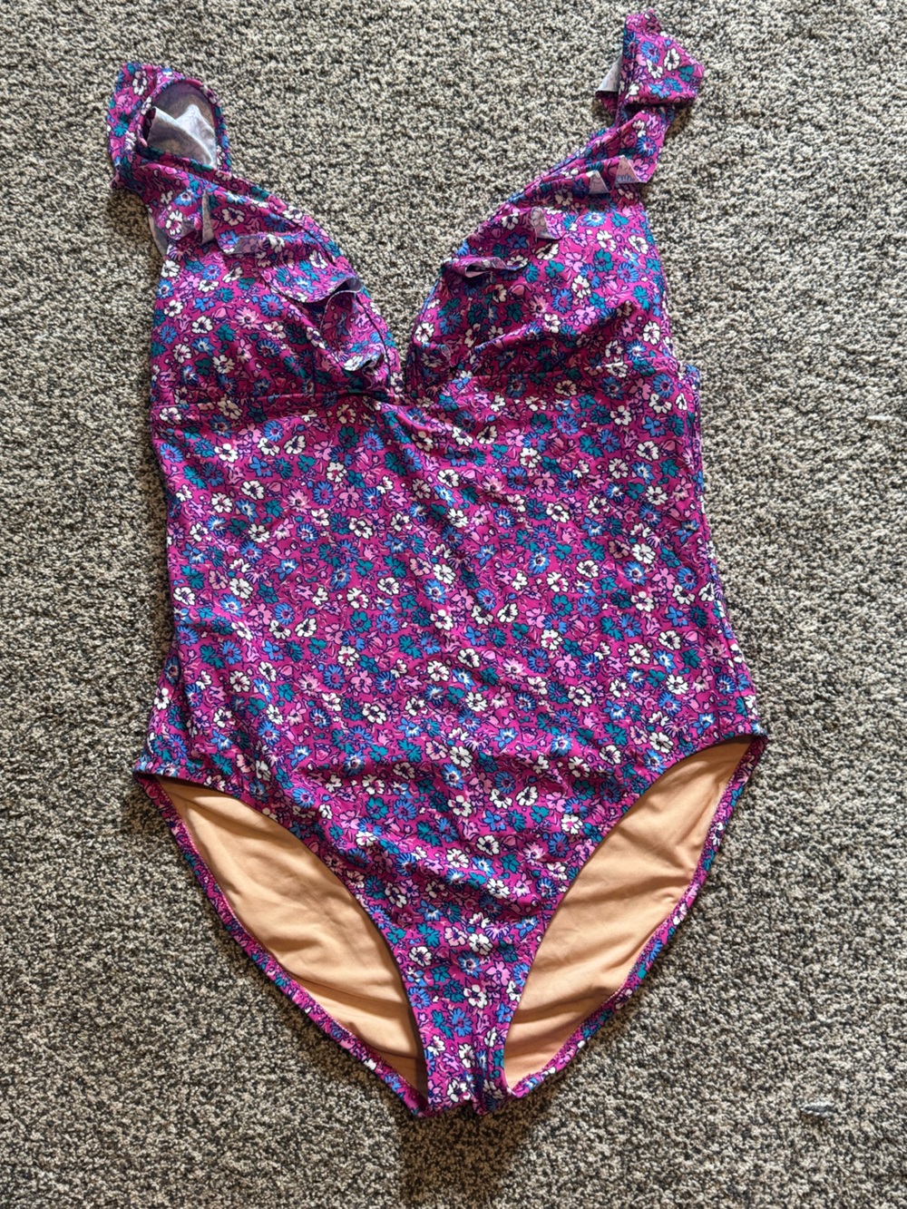 J. Crew Pink Floral One-Piece Swimsuit